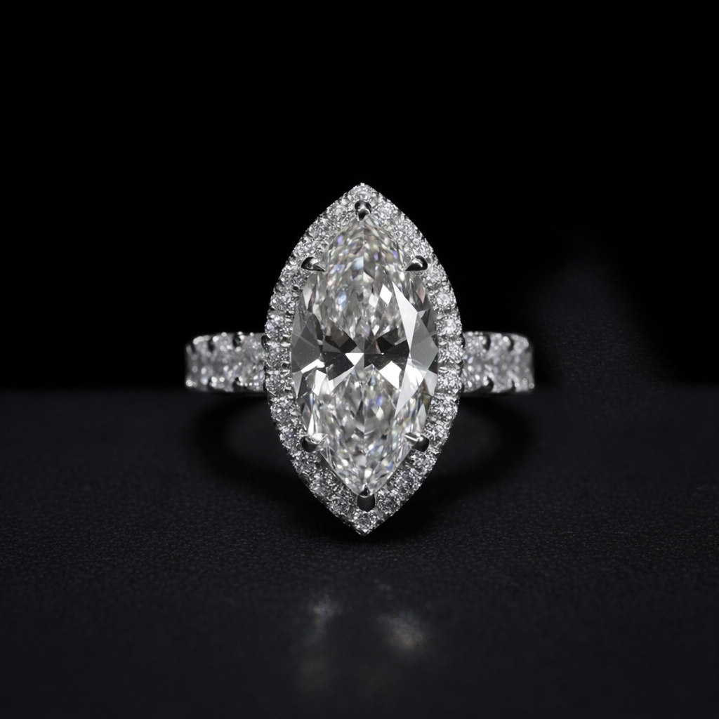 Celestial Marquise Halo Ring - Auvra Diamonds