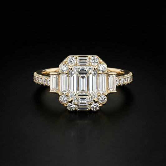 Regalia Émeraude Halo Ring - Auvra Diamonds