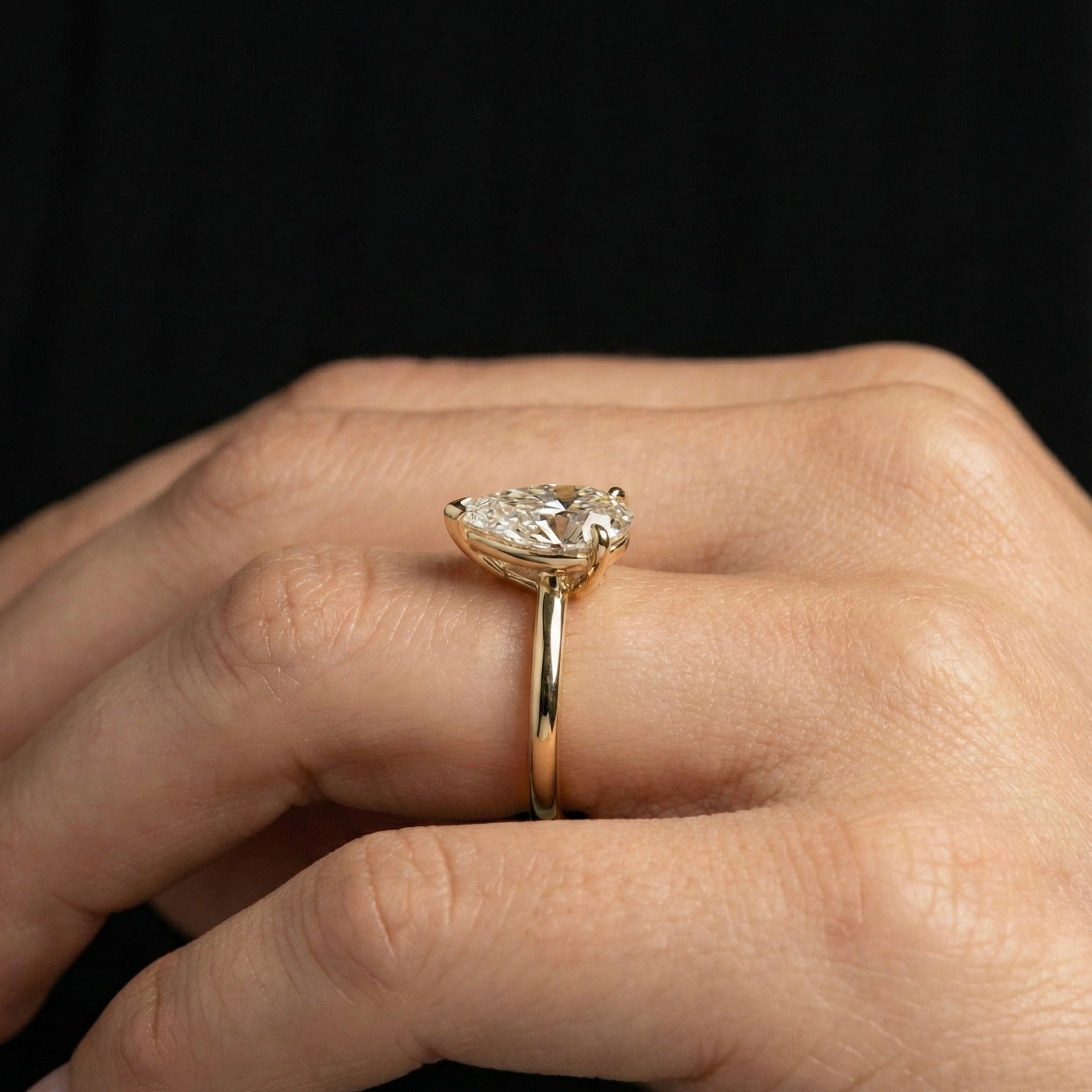 Elysia Pear Solitaire Ring - Auvra Diamonds