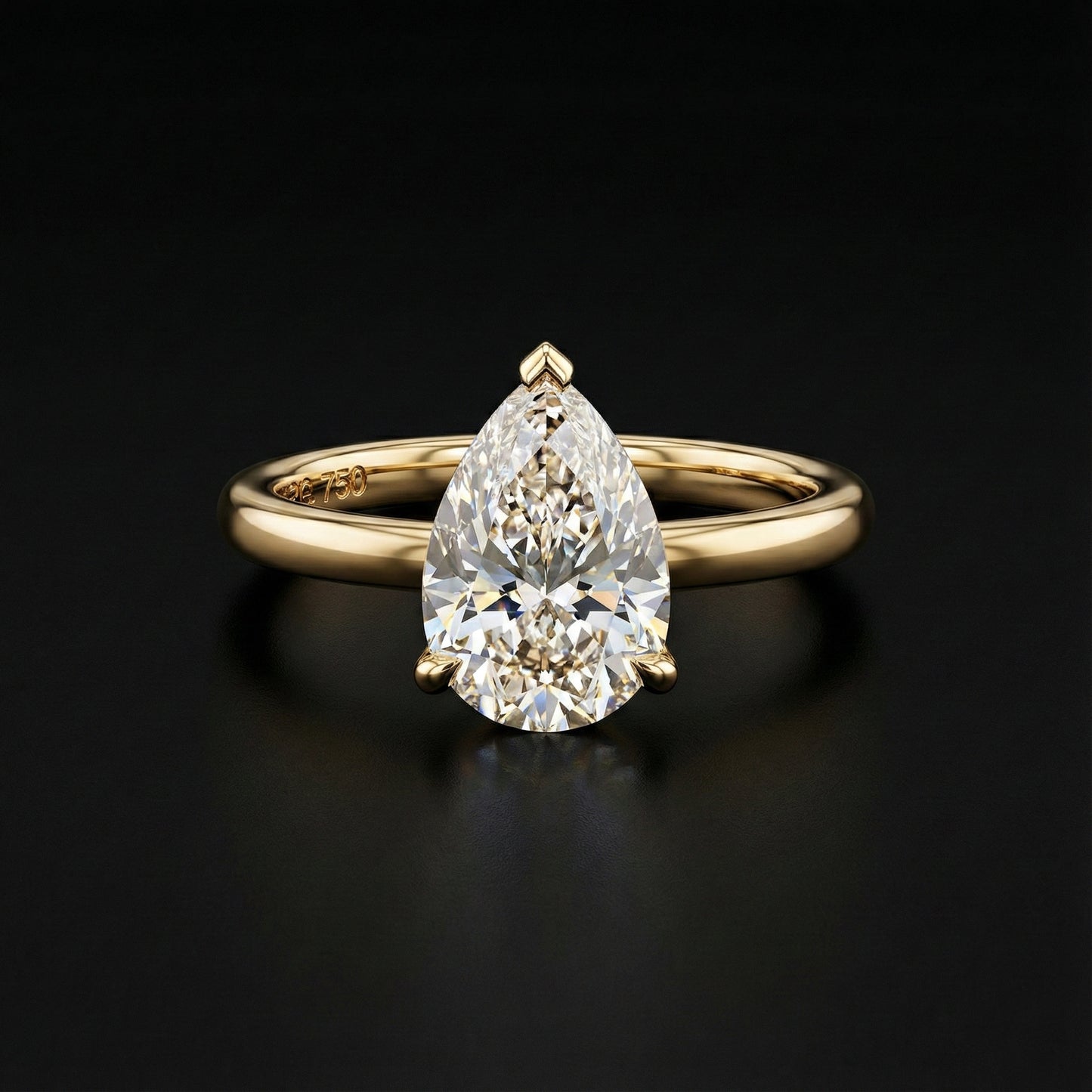 Elysia Pear Solitaire Ring - Auvra Diamonds