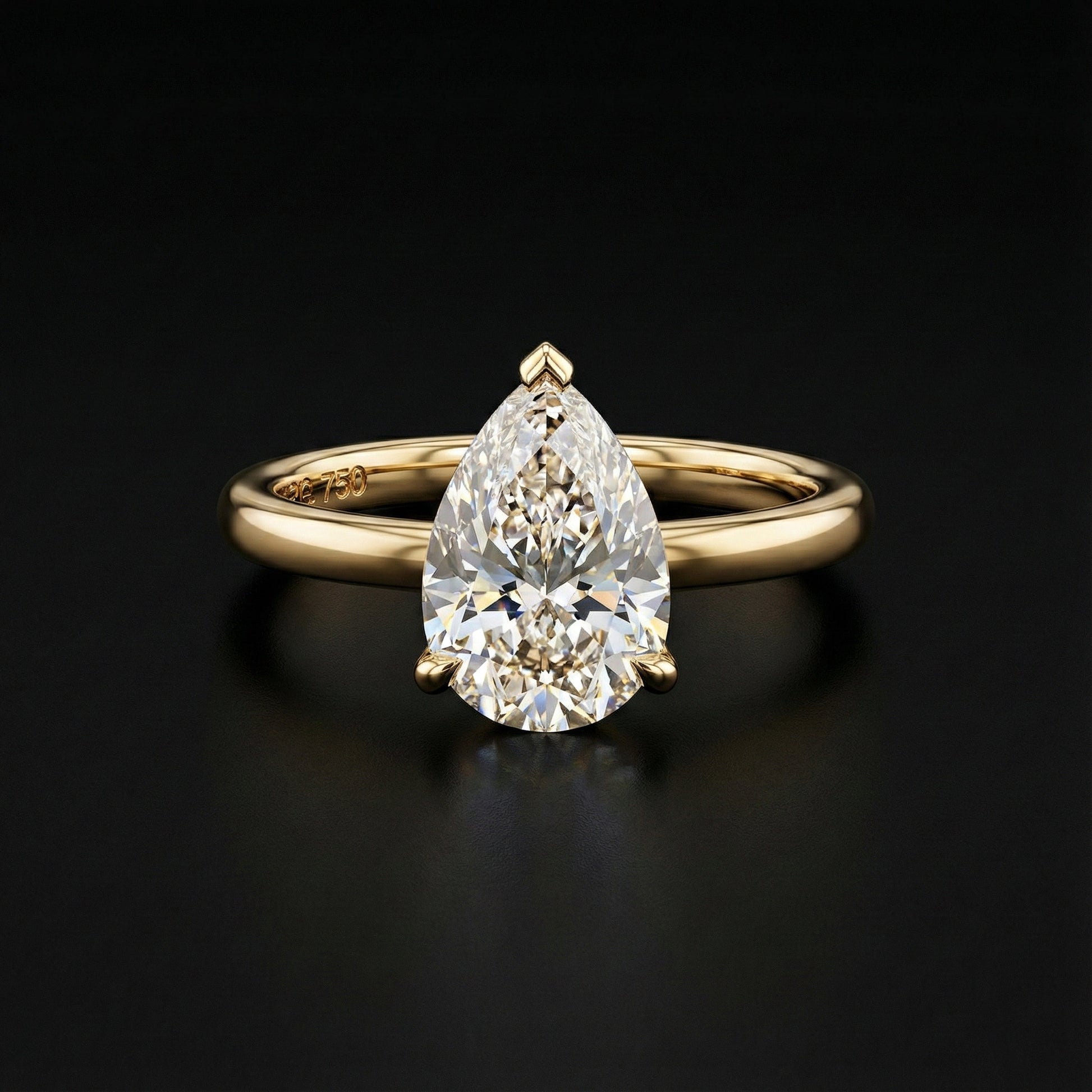 Elysia Pear Solitaire Ring - Auvra Diamonds