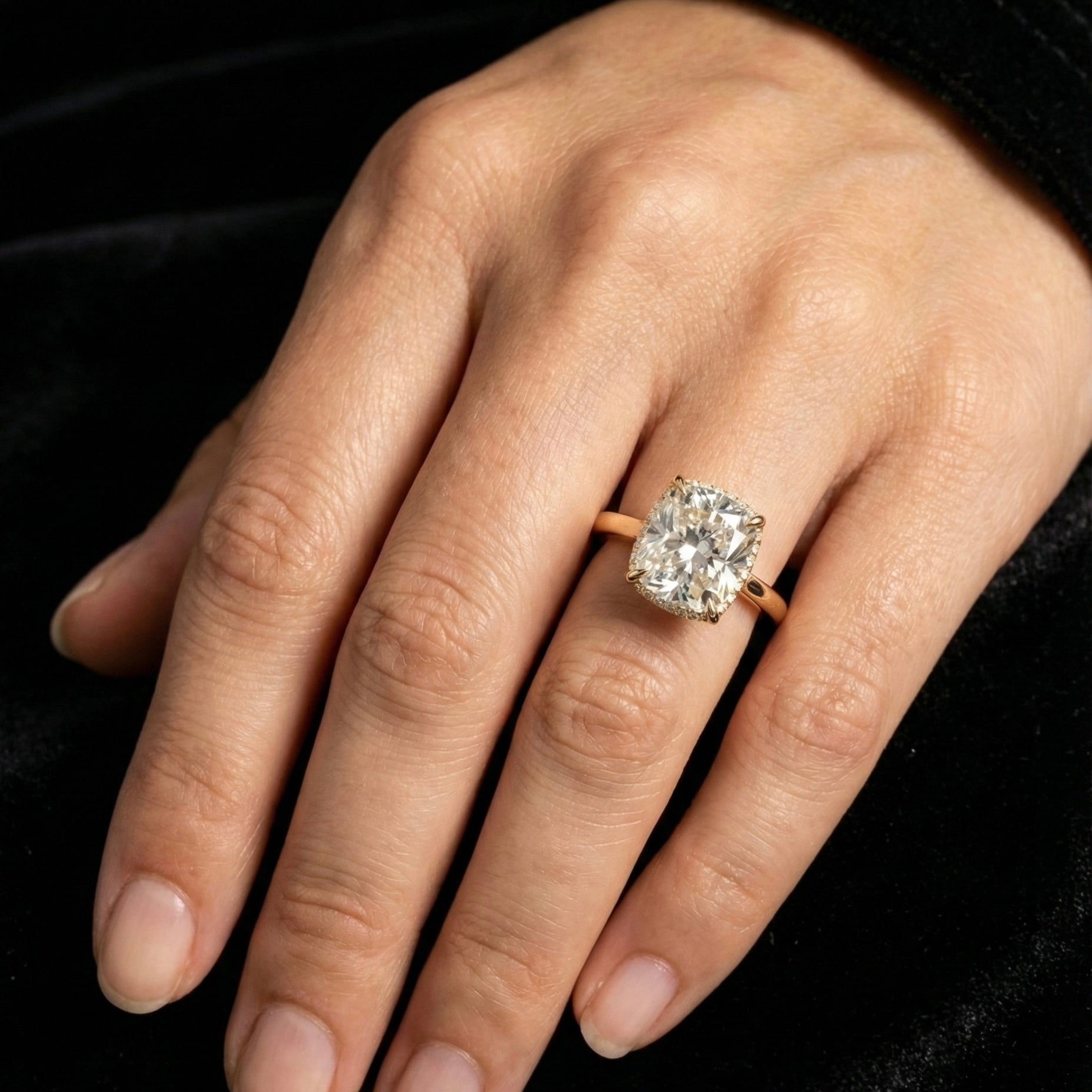 Auréline Cushion Solitaire Ring - Auvra Diamonds