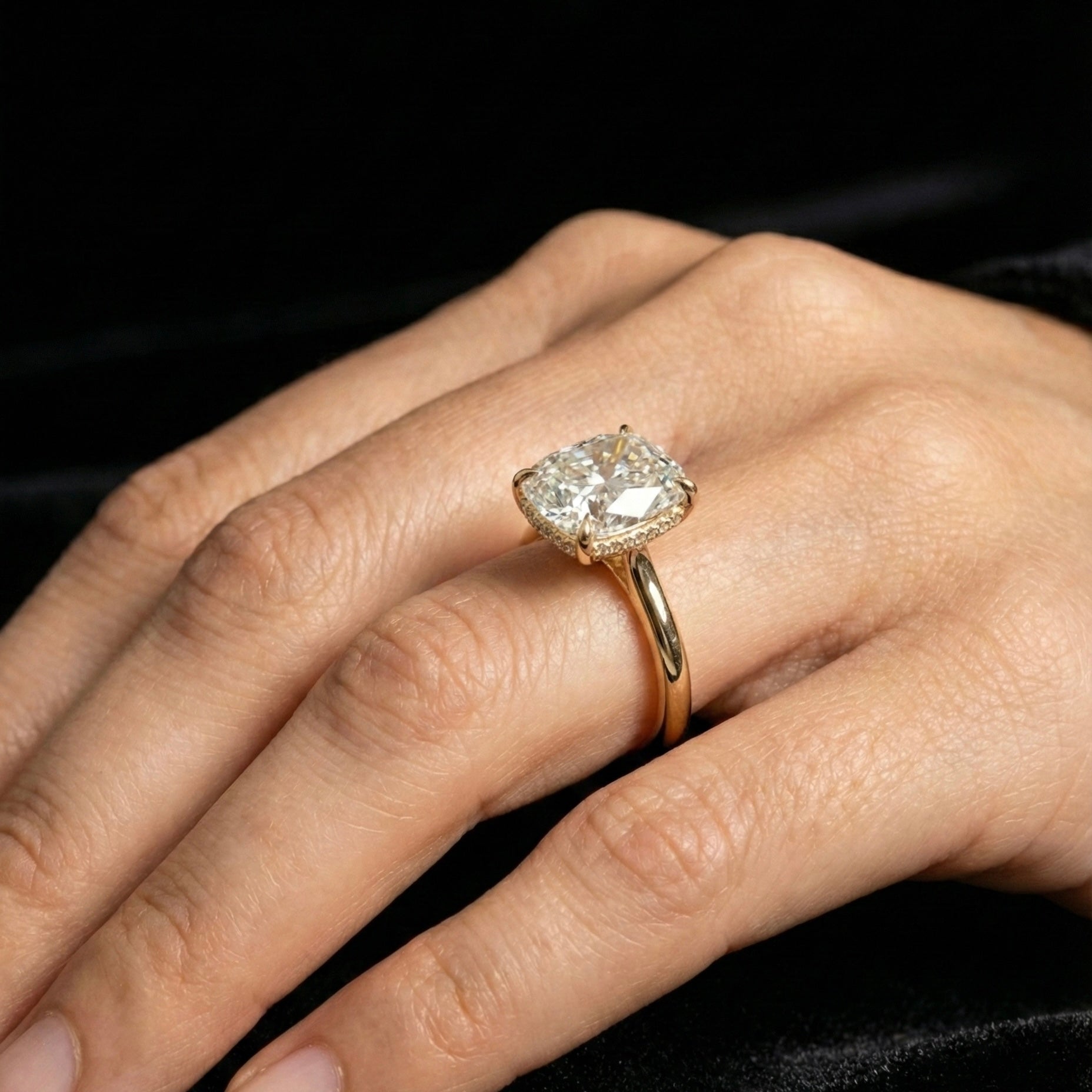 Auréline Cushion Solitaire Ring - Auvra Diamonds