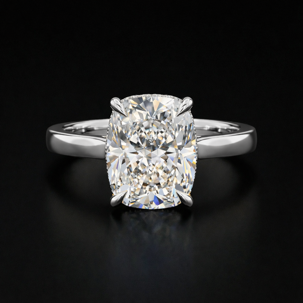 Auréline Cushion Solitaire Ring - Auvra Diamonds