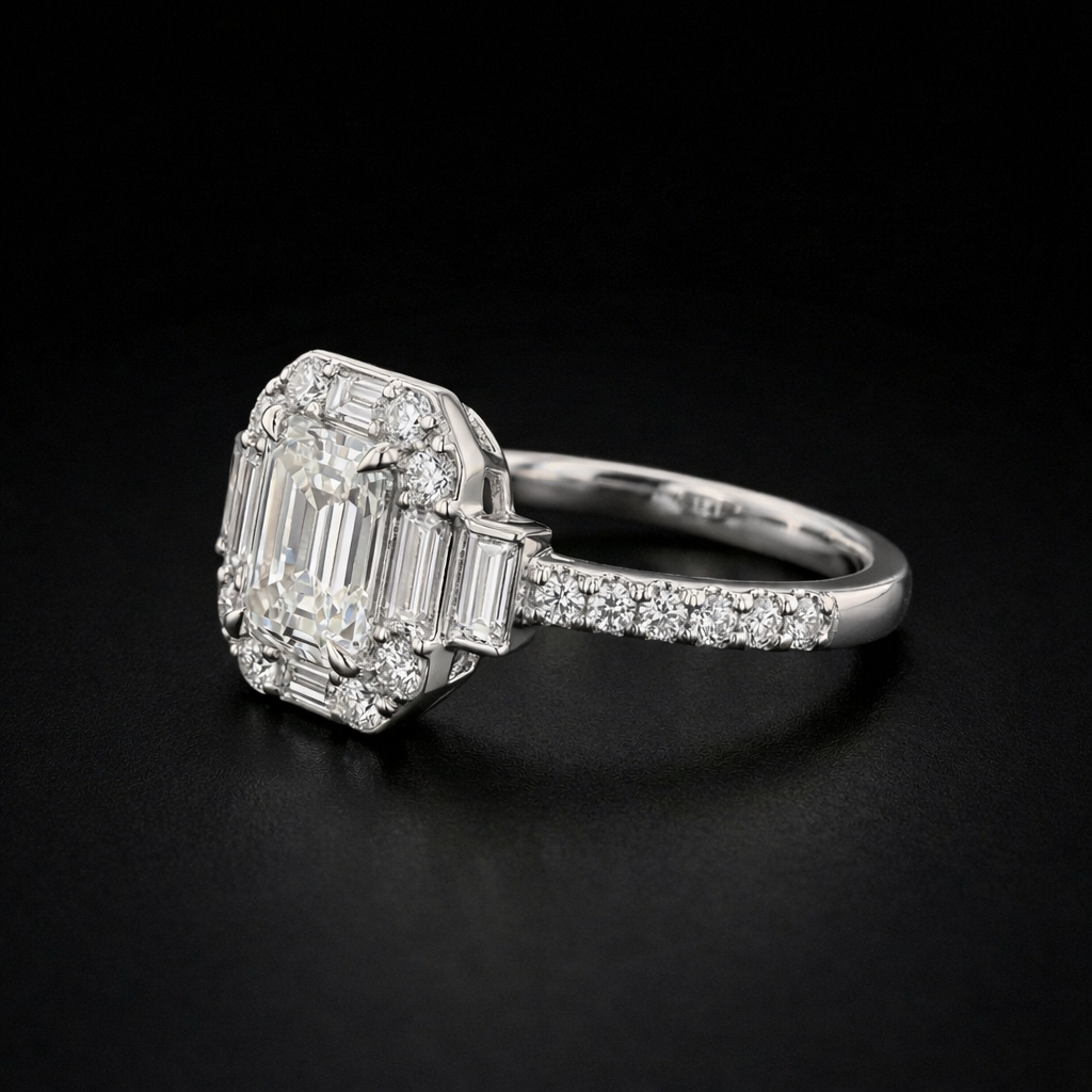 Regalia Émeraude Halo Ring - Auvra Diamonds