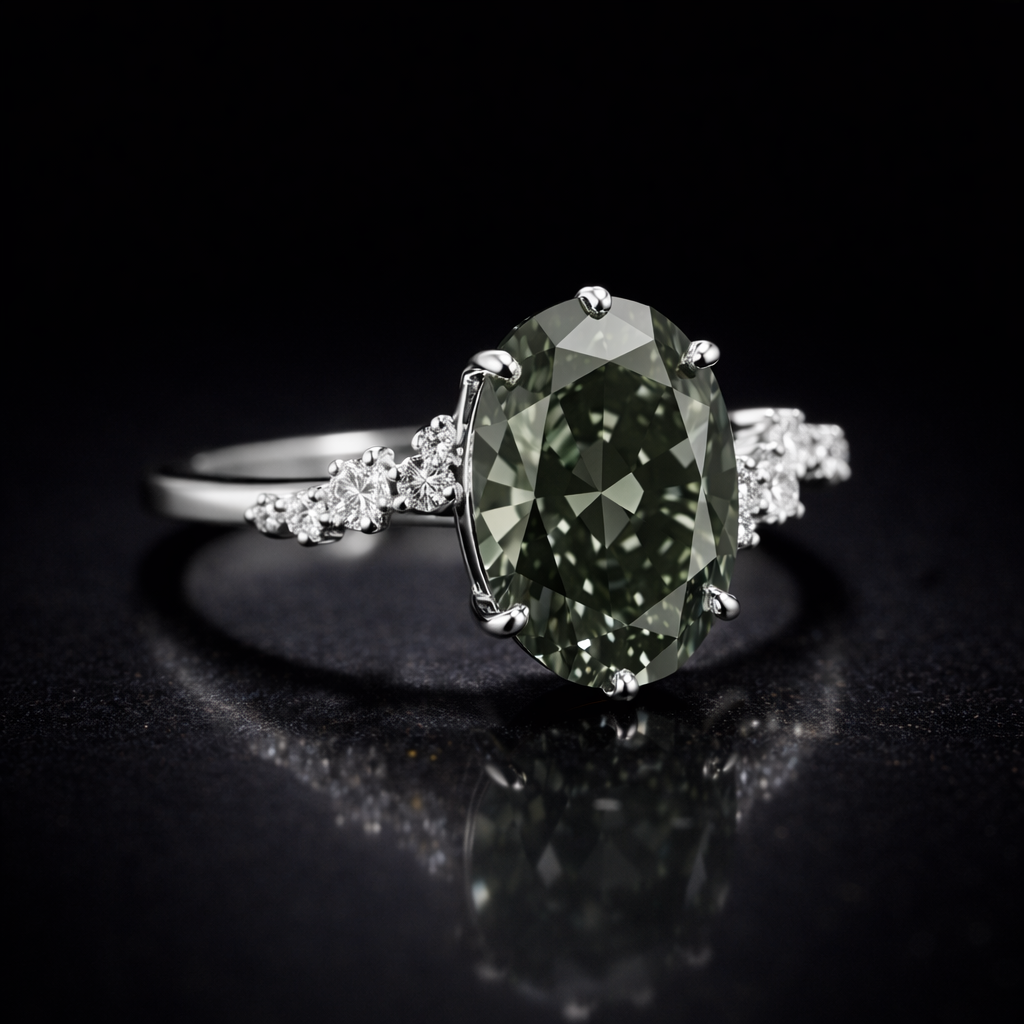 Celestial Olive Diamond Cluster Ring - Auvra Diamonds