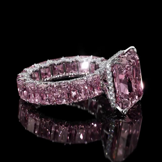 Pink Radiance Emerald Eternity Ring - Auvra Diamonds